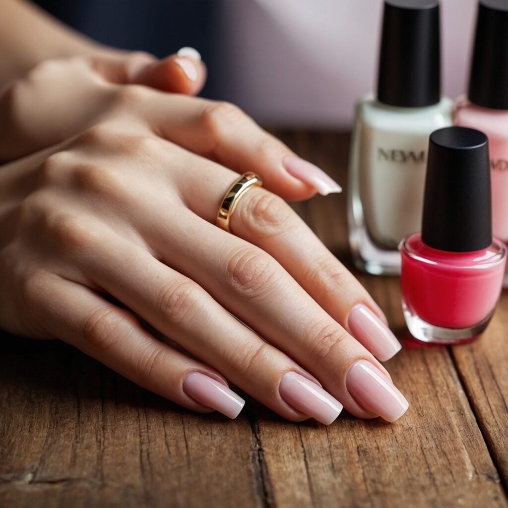 A photorealistic closeup of a hand with fresh nail extension