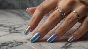 hyper realistic image of a well manicured hand and nail extensions