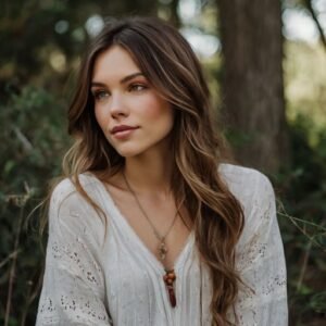 Bohemian-style bangs paired with long layers that create a carefree, flowing look.