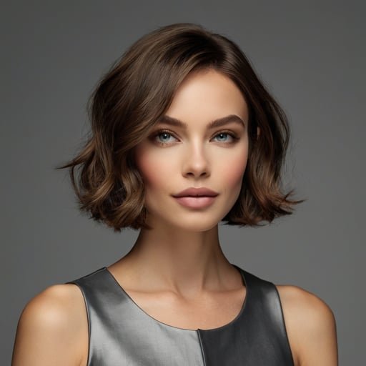 an elegant and modern portrait of an long oval face women in short hair cut