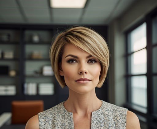 women short hair in round face image